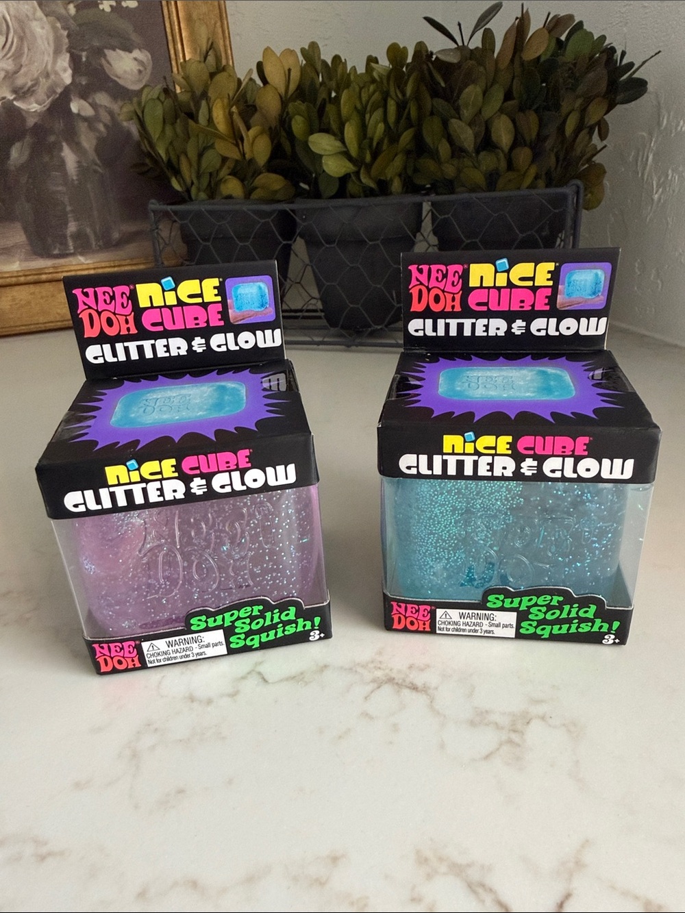 Needoh Nice Cube Glitter & Glow - Purple and Blue